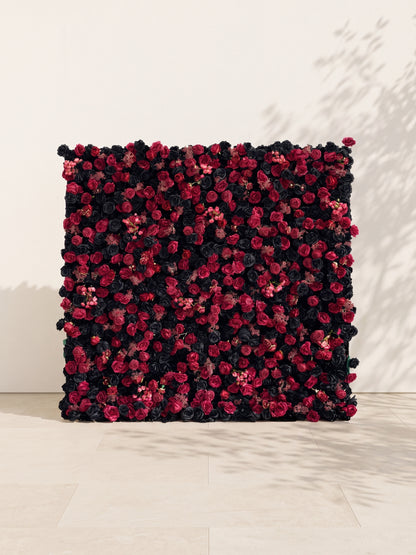 Junmora 5D Fabric Artificial rolling up curtain flower wall — front view