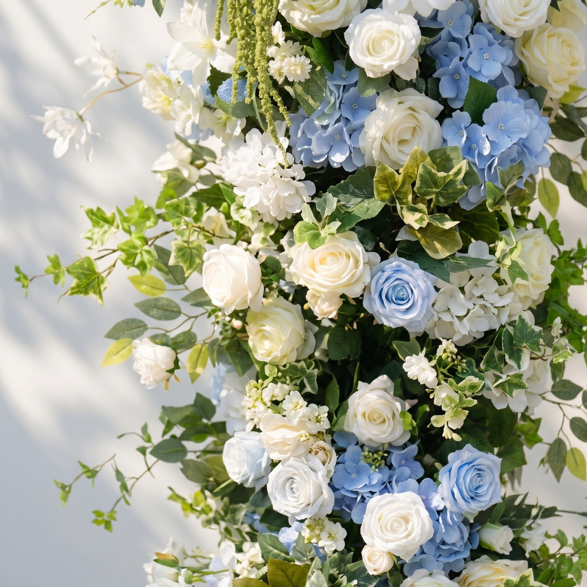 Keirie:Luxury White&amp;Blue Flower Arch Square Arch for Weddings&amp;Event Decor Including Frame keirie detail 1