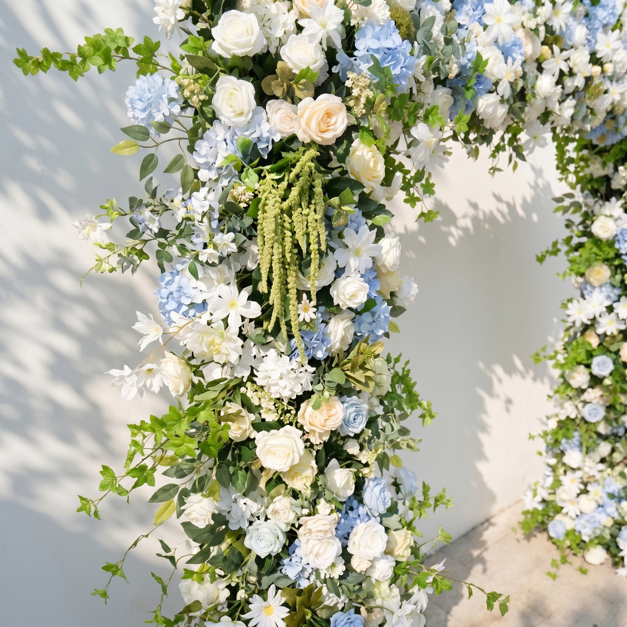 Keirie:Luxury White&amp;Blue Flower Arch Square Arch for Weddings&amp;Event Decor Including Frame keirie detail 2