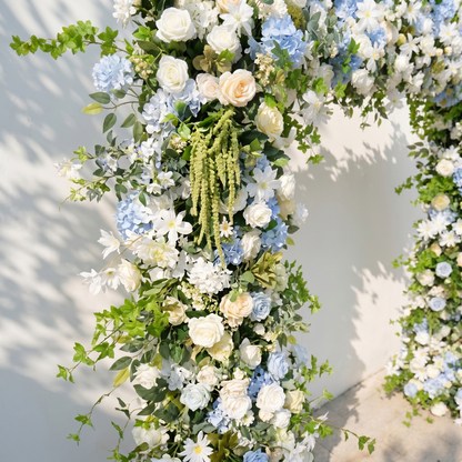 Keirie:Luxury White&amp;Blue Flower Arch Square Arch for Weddings&amp;Event Decor Including Frame keirie detail 2