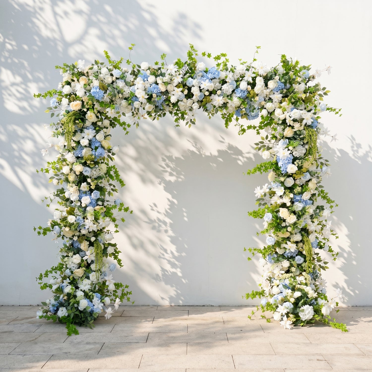 Keirie:Luxury White&amp;Blue Flower Arch Square Arch for Weddings&amp;Event Decor Including Frame keirie front