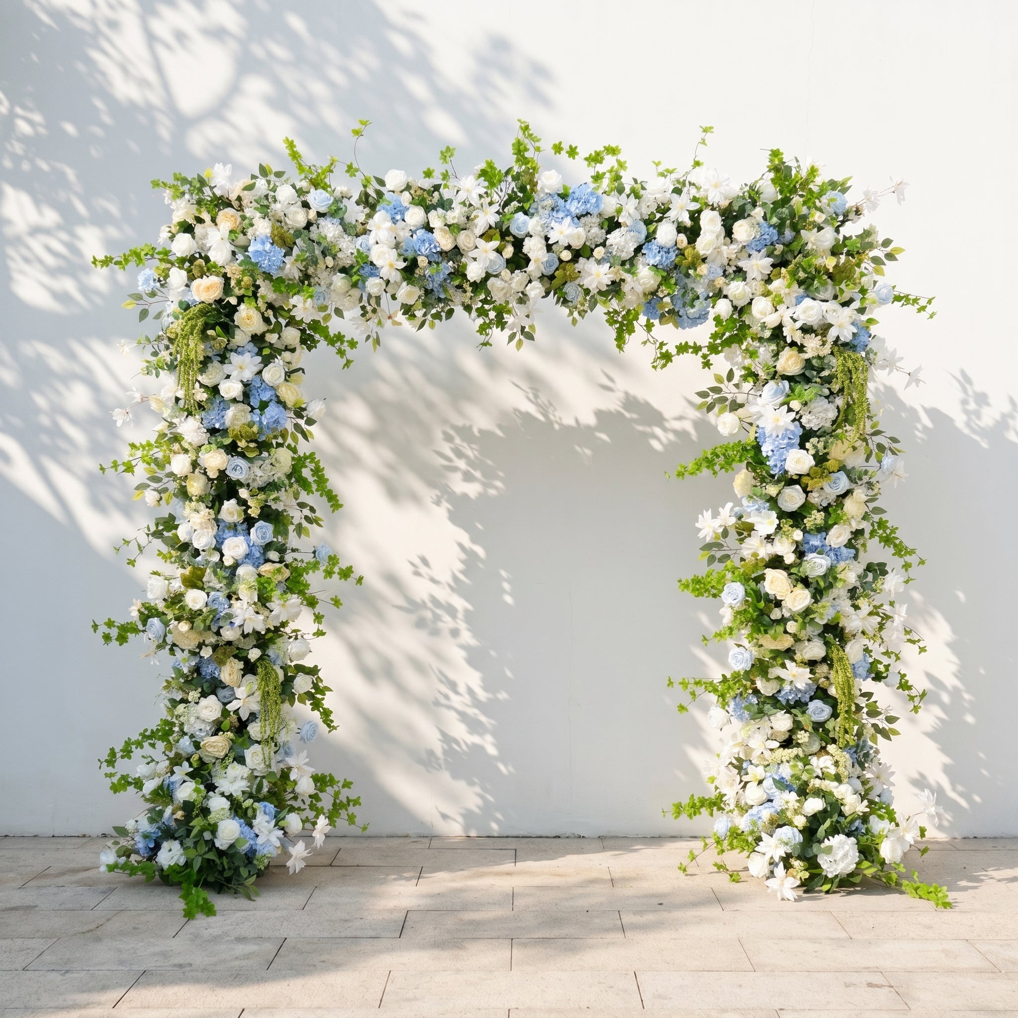 Keirie:Luxury White&amp;Blue Flower Arch Square Arch for Weddings&amp;Event Decor Including Frame keirie front