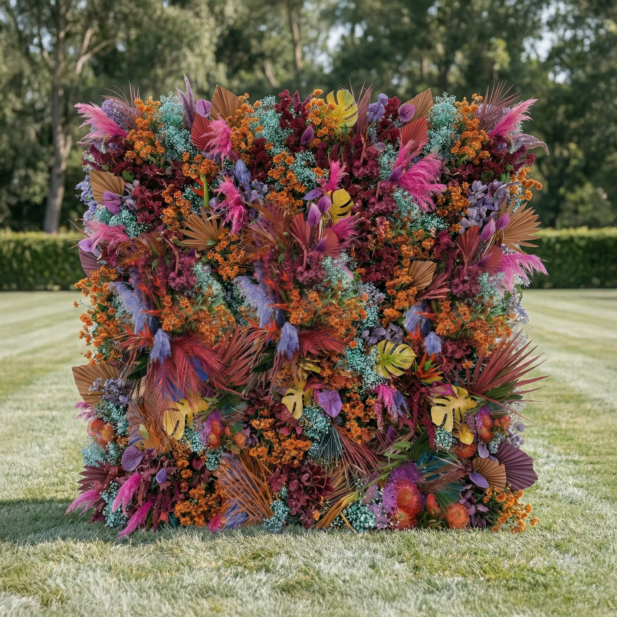 Kieran: 5D Tropical Exotic Silk Floral Wall Roll-Up Fabric Backdrop with Luxury Fashion Events &amp; Studio Decor