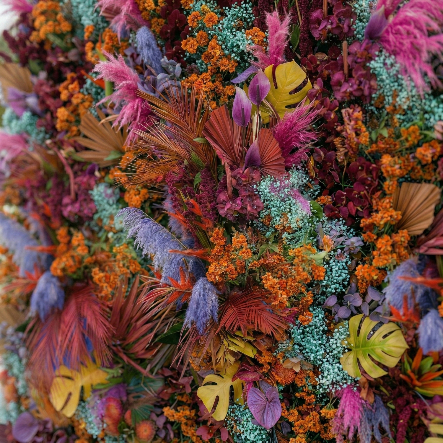 Kieran: 5D Tropical Exotic Silk Floral Wall Roll-Up Fabric Backdrop with Luxury Fashion Events &amp; Studio Decor