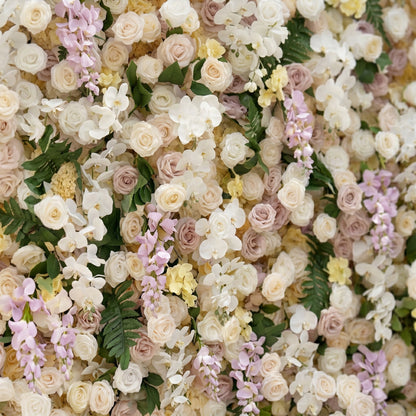 Kiralia:Luxury 5D Cream &amp; Blush Pink Silk Floral Wall Roll-Up Backdrop for Soft Romantic Weddings