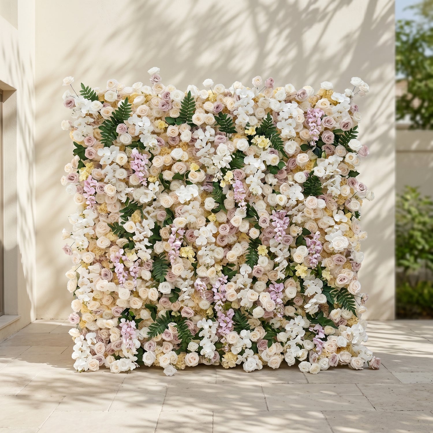 Kiralia:Luxury 5D Cream &amp; Blush Pink Silk Floral Wall Roll-Up Backdrop for Soft Romantic Weddings