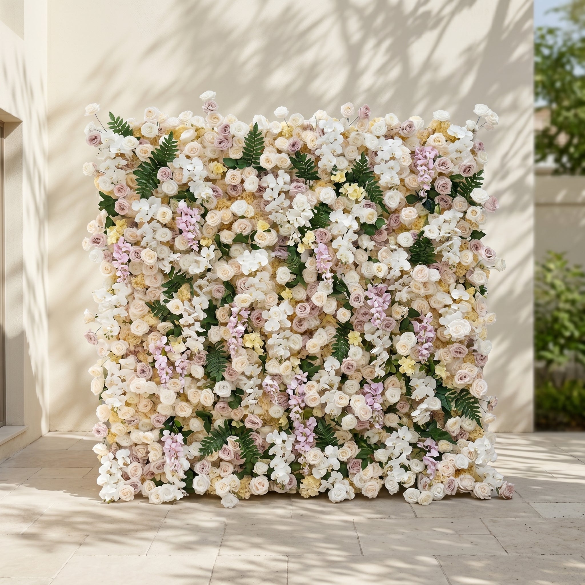 Kiralia:Luxury 5D Cream &amp; Blush Pink Silk Floral Wall Roll-Up Backdrop for Soft Romantic Weddings