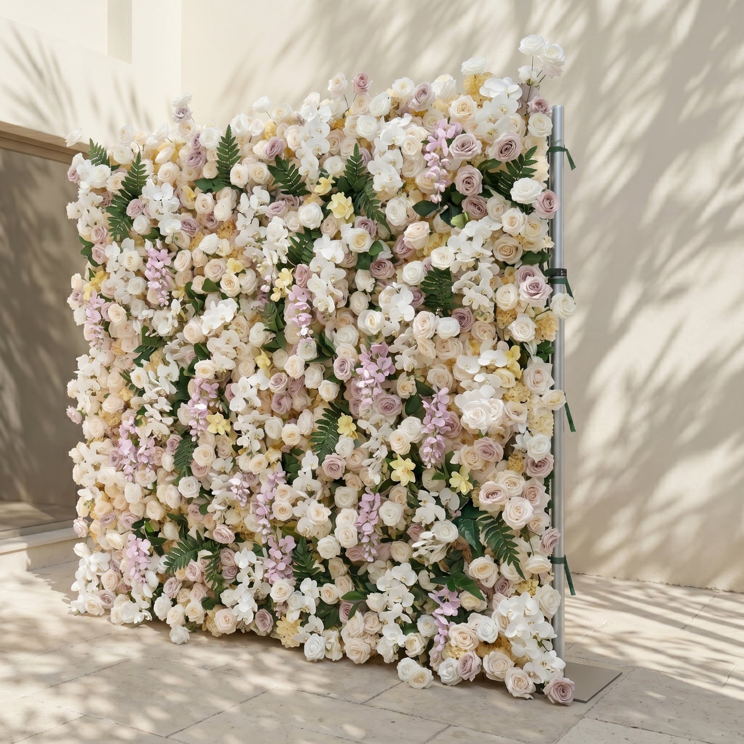Kiralia:Luxury 5D Cream &amp; Blush Pink Silk Floral Wall Roll-Up Backdrop for Soft Romantic Weddings