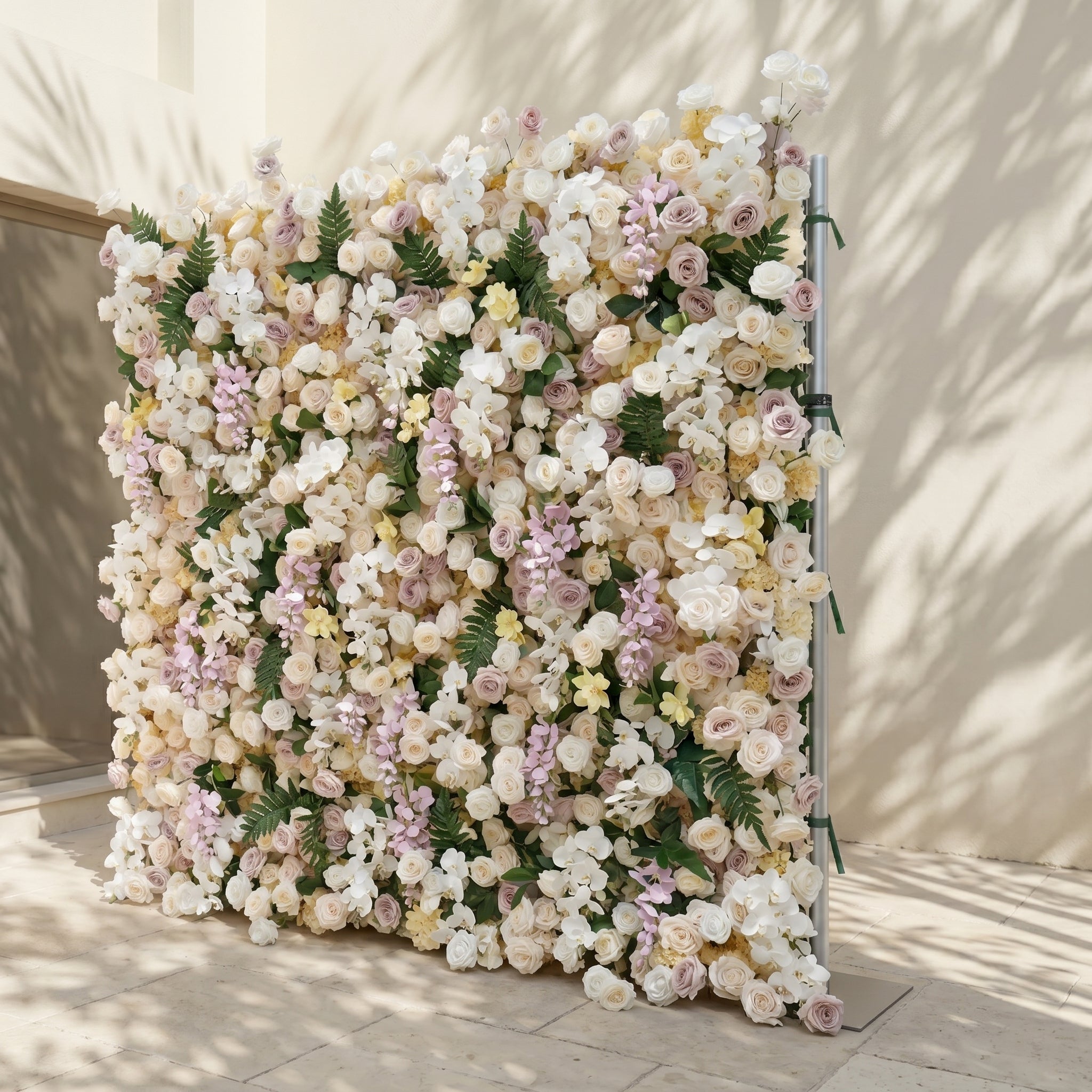 Kiralia:Luxury 5D Cream &amp; Blush Pink Silk Floral Wall Roll-Up Backdrop for Soft Romantic Weddings