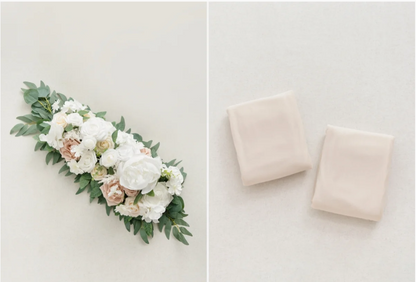 L008: 2023 Wedding Background Decoration Drapes and Flower Arrangement Not including the Frame Rose Morning