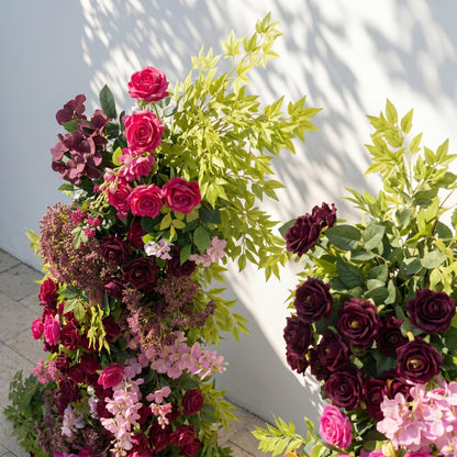 Laeliva:Luxury Pink&amp;Red Roses Flower Arch with Greenery for Garden Weddings&amp;Event Decor Including Frame laeliva detail 1