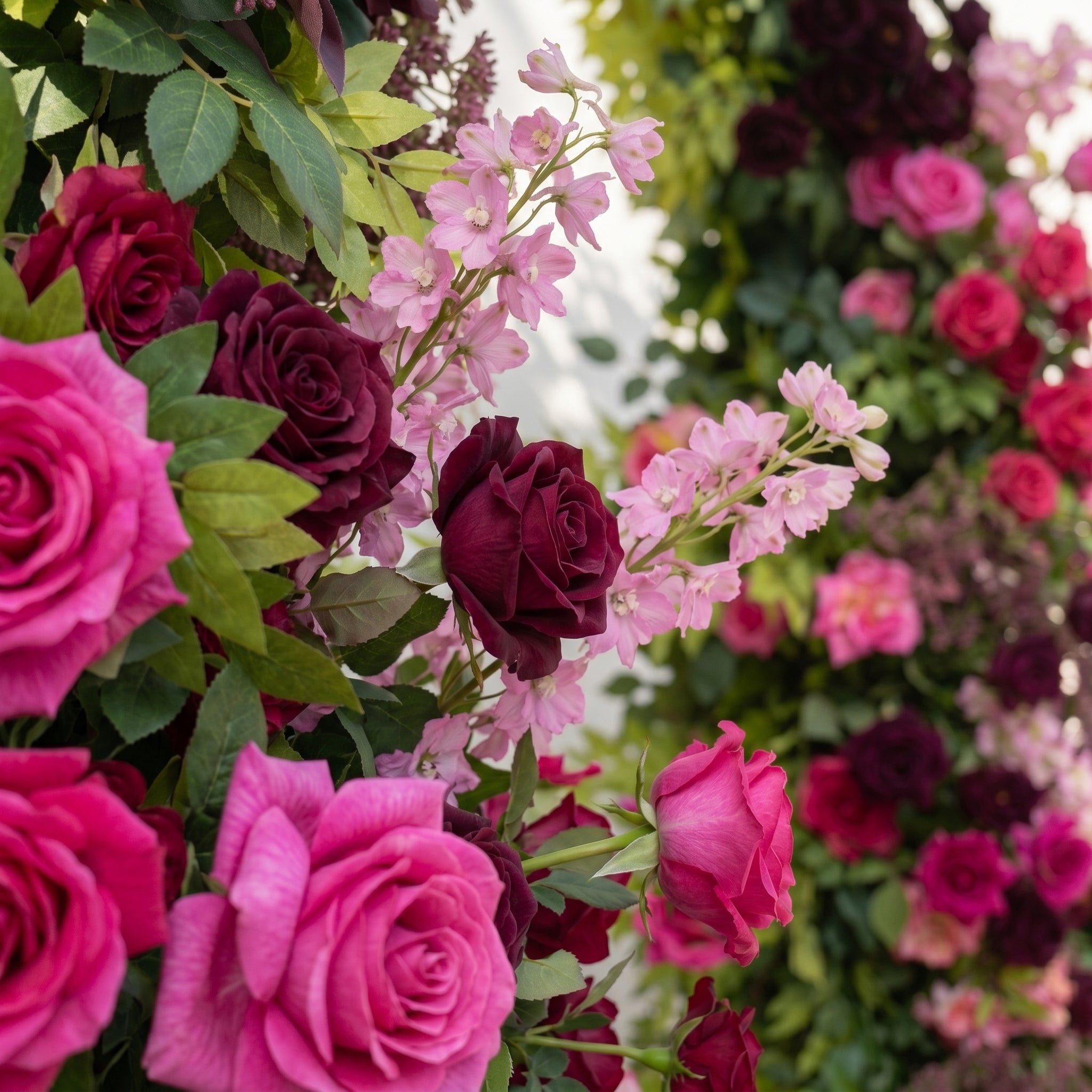 Laeliva:Luxury Pink&amp;Red Roses Flower Arch with Greenery for Garden Weddings&amp;Event Decor Including Frame laeliva detail 2