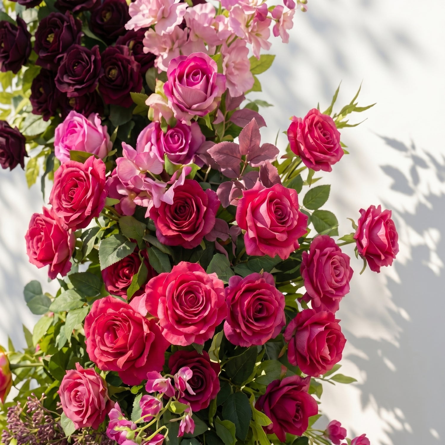 Laeliva:Luxury Pink&amp;Red Roses Flower Arch with Greenery for Garden Weddings&amp;Event Decor Including Frame laeliva detail 3