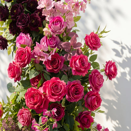 Laeliva:Luxury Pink&amp;Red Roses Flower Arch with Greenery for Garden Weddings&amp;Event Decor Including Frame laeliva detail 3