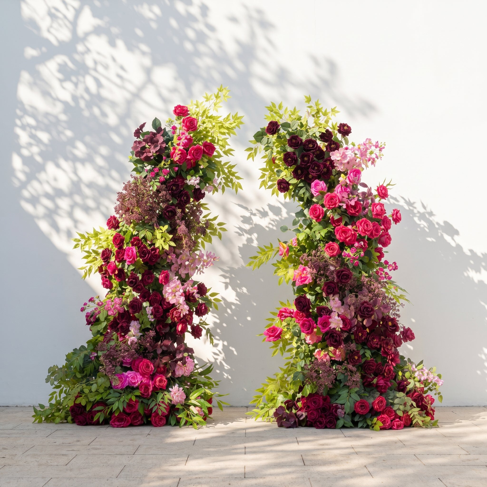 Laeliva:Luxury Pink&amp;Red Roses Flower Arch with Greenery for Garden Weddings&amp;Event Decor Including Frame laeliva front
