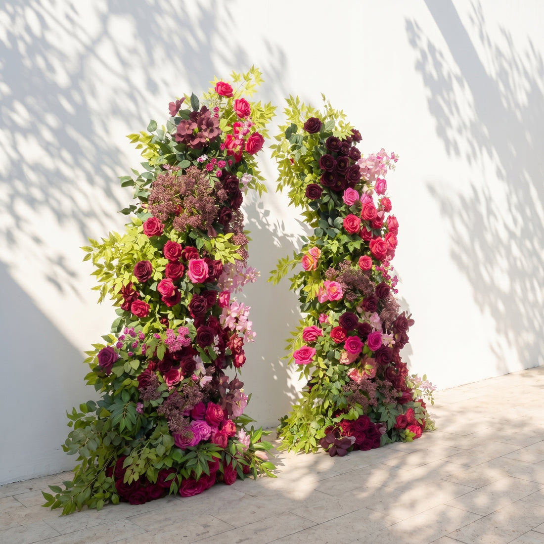 Laeliva:Luxury Pink&amp;Red Roses Flower Arch with Greenery for Garden Weddings&amp;Event Decor Including Frame laeliva left