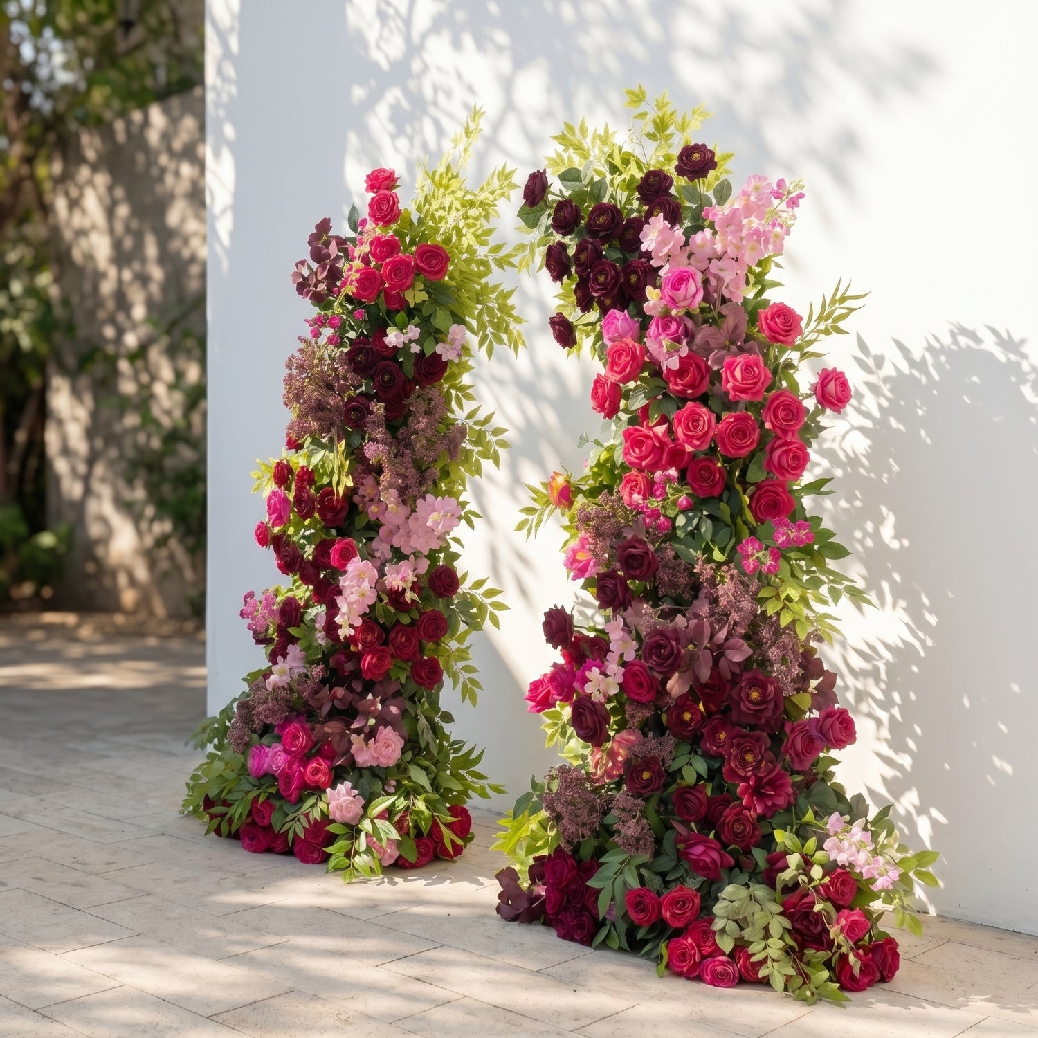 Laeliva:Luxury Pink&amp;Red Roses Flower Arch with Greenery for Garden Weddings&amp;Event Decor Including Frame laeliva right