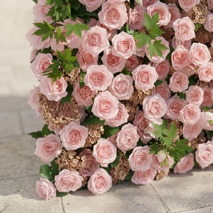 Laelsira:Luxury 5D Artificial Roll-up Pink Roses Flower Wall for Weddings&amp;Event Decor laelsira detail 2