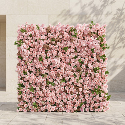 Laelsira:Luxury 5D Artificial Roll-up Pink Roses Flower Wall for Weddings&amp;Event Decor laelsira front