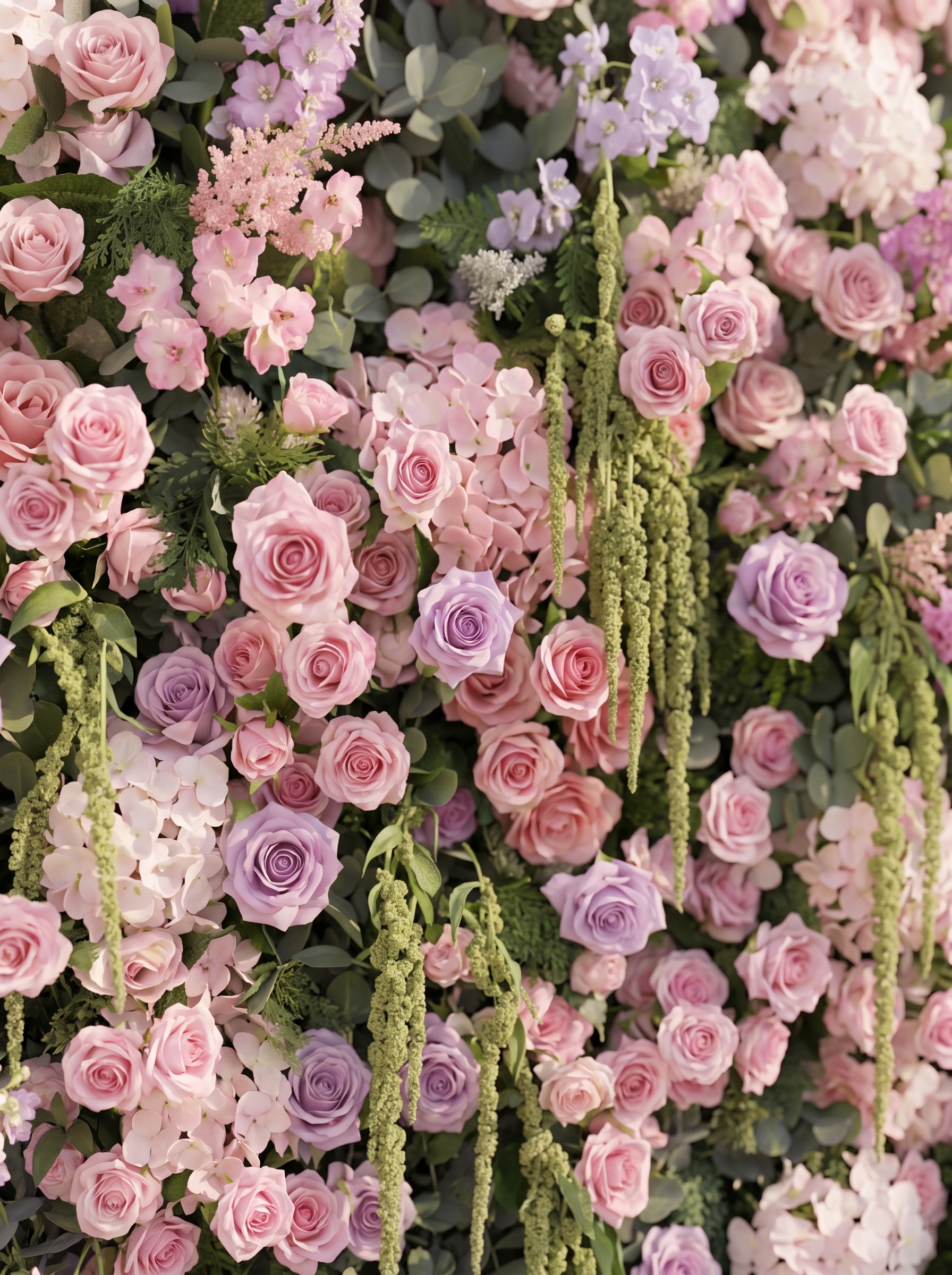 Larara: 5D Fabric Artificial rolling up curtain flower wall — floral detail