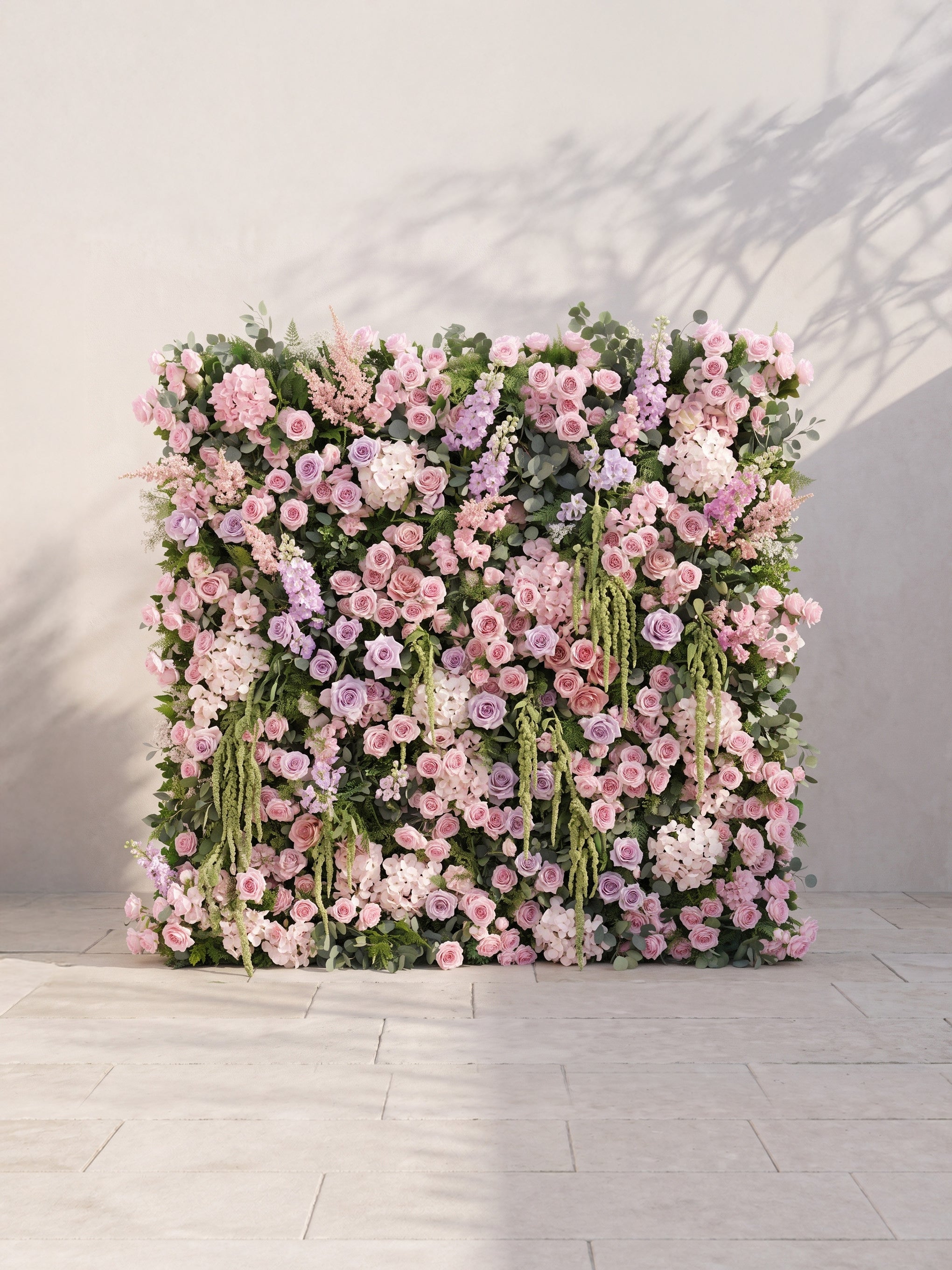 Larara: 5D Fabric Artificial rolling up curtain flower wall — front view