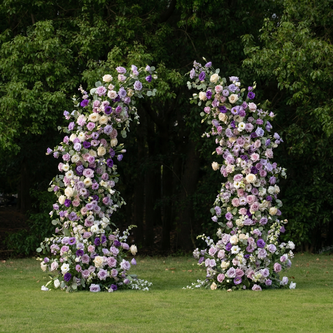 Leth: Elegant Lavender &amp; Cream Silk Rose Arch Floral Set for Luxury Wedding Ceremonies &amp; Garden Party