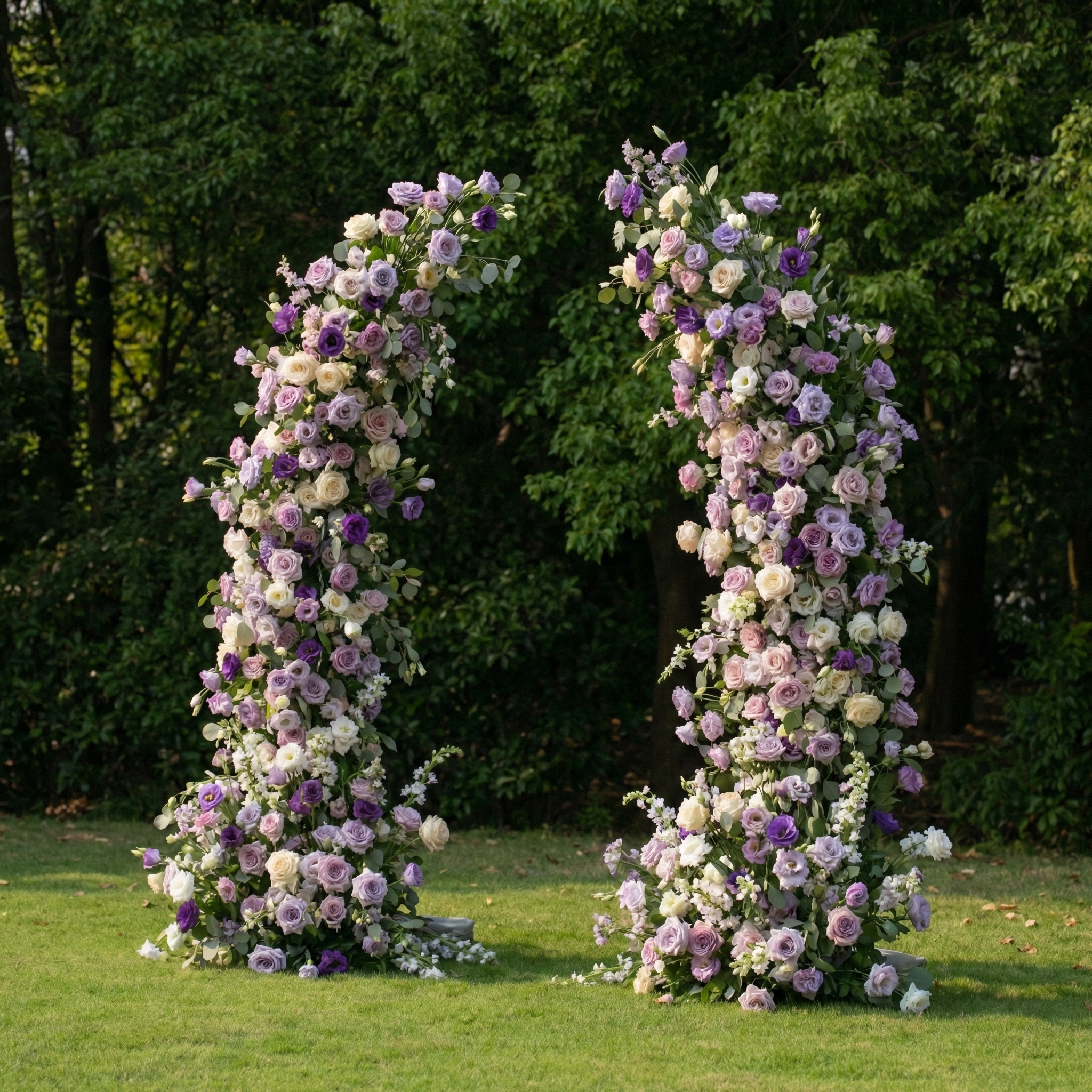 Leth: Elegant Lavender &amp; Cream Silk Rose Arch Floral Set for Luxury Wedding Ceremonies &amp; Garden Party
