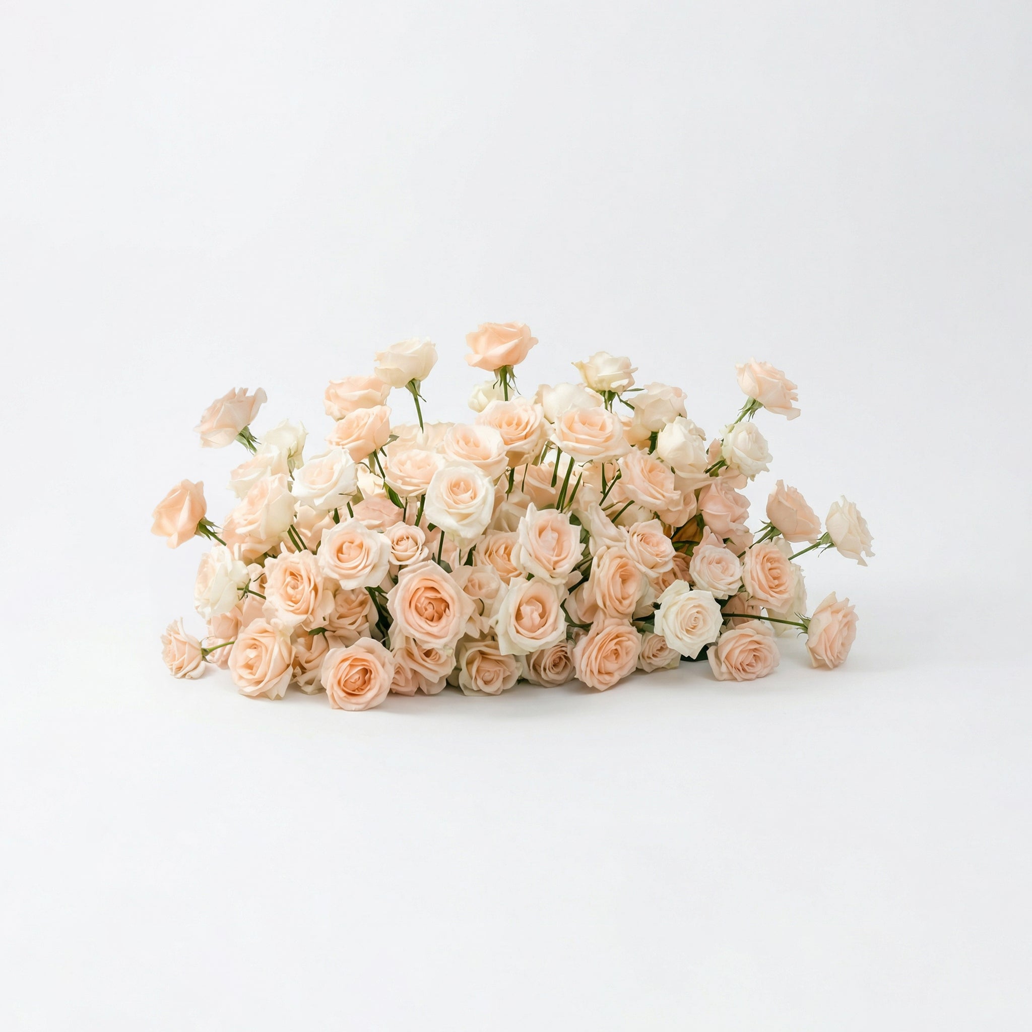 Lioren: Heart-Shaped Champagne &amp; Soft Peach Silk Rose Flower Arch Floral Arrangement for Elegant Weddings &amp; Proposal Events