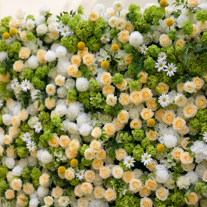 Liorsora: Classic and Luxury 5D Flower Wall with Champagne and Green Roses for Weddings&amp;Event Decor liorsora detail 3