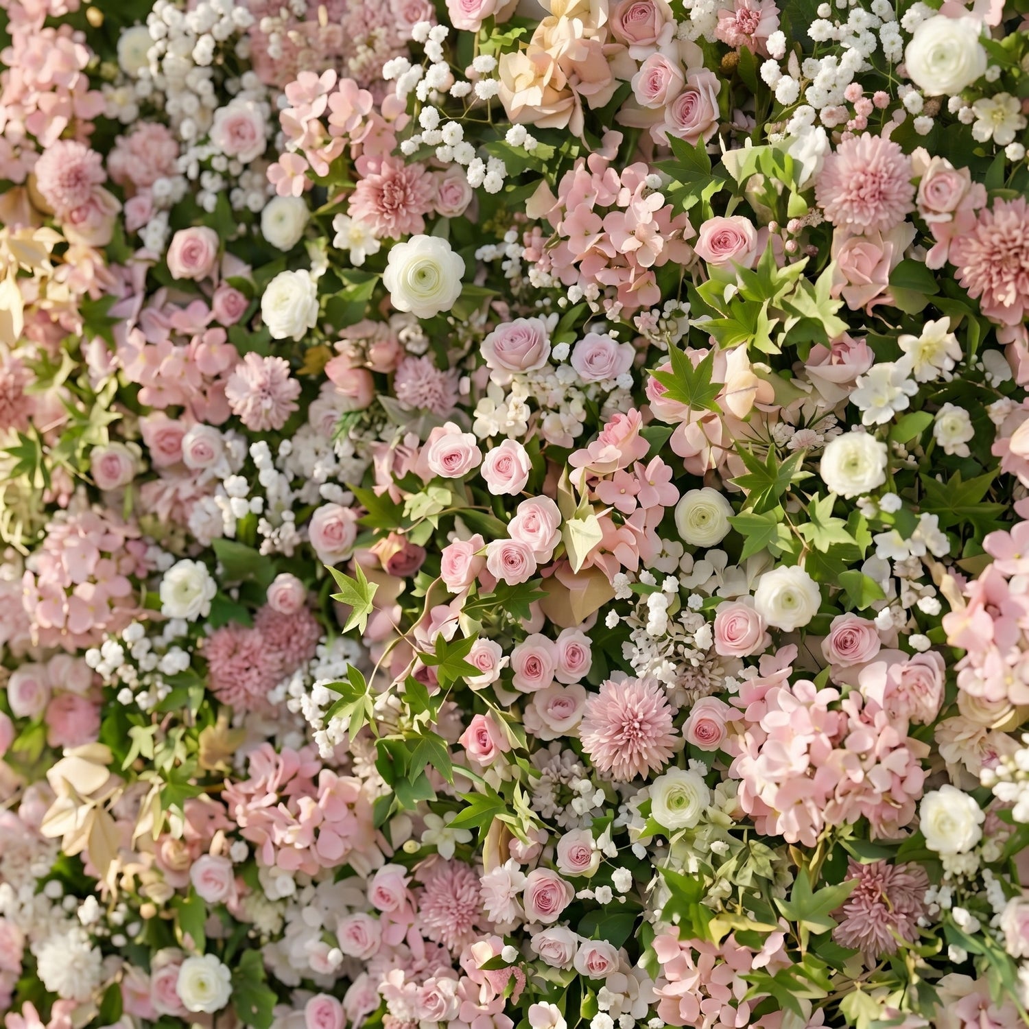 Livelia:Classic and Luxury 5D Pink&amp;White Flower Wall with Greenery for Weddings&amp;Event Decor livelia detail 1