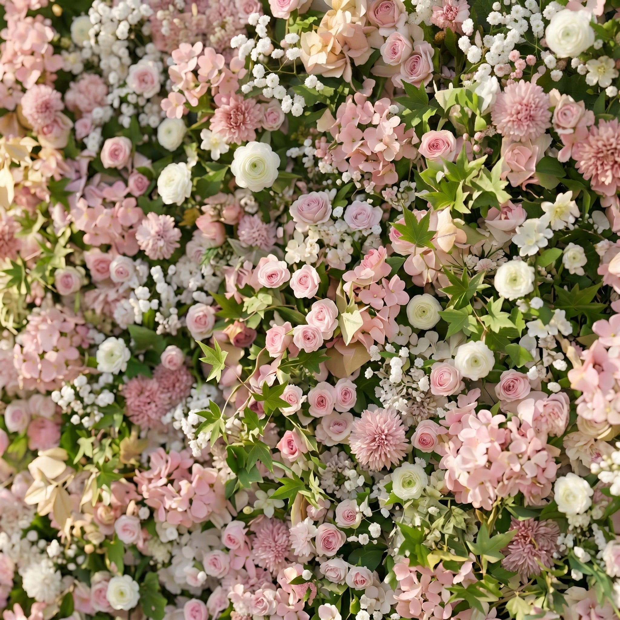 Livelia:Classic and Luxury 5D Pink&amp;White Flower Wall with Greenery for Weddings&amp;Event Decor livelia detail 1