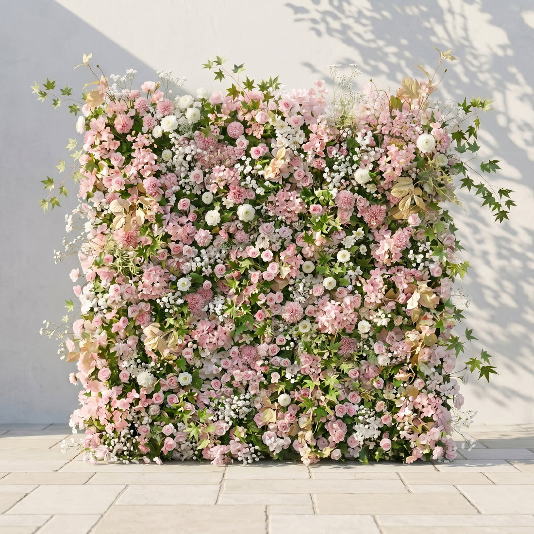 Livelia:Classic and Luxury 5D Pink&amp;White Flower Wall with Greenery for Weddings&amp;Event Decor livelia front