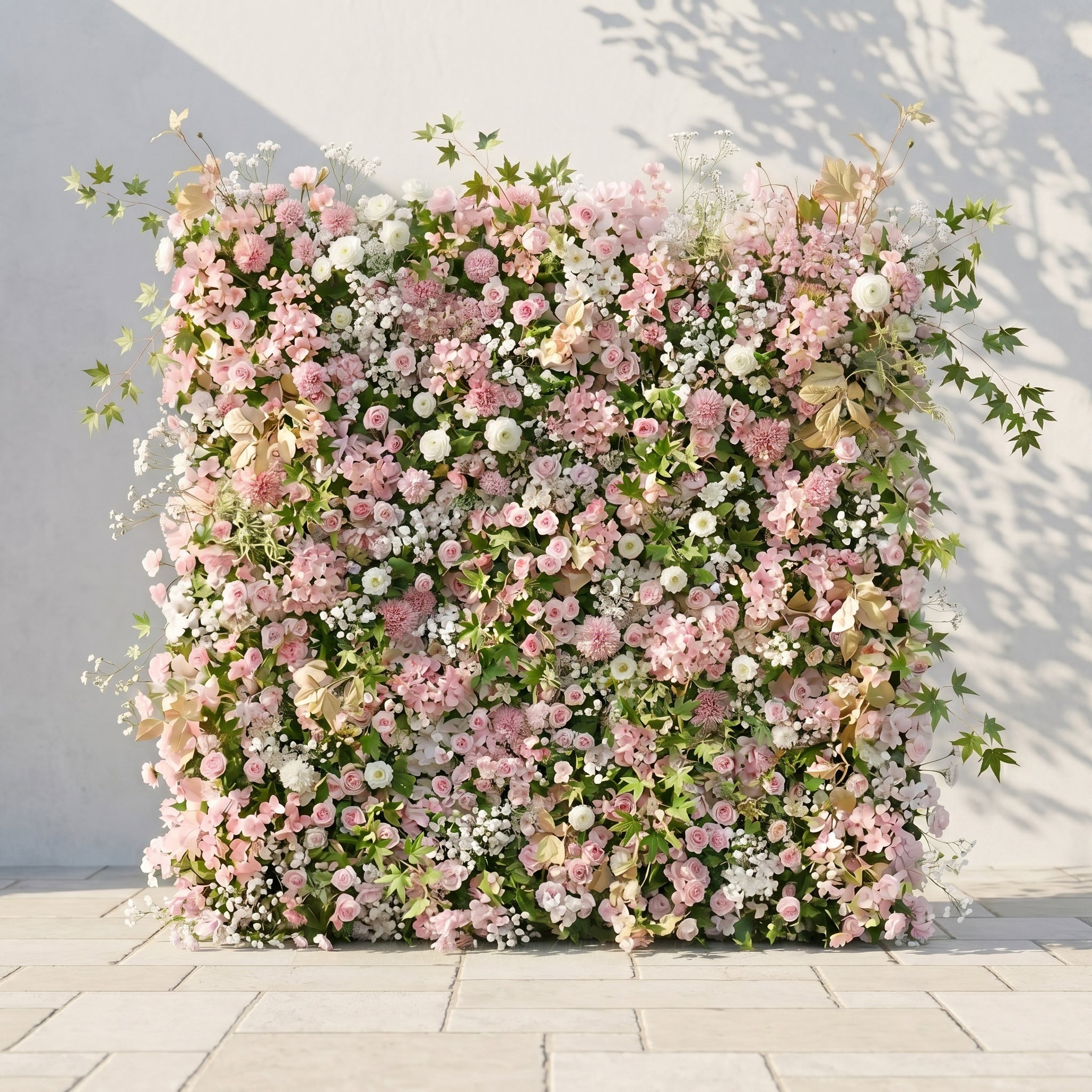 Livelia:Classic and Luxury 5D Pink&amp;White Flower Wall with Greenery for Weddings&amp;Event Decor livelia front