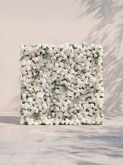 Livirae: 5D Fabric Artificial rolling up curtain flower wall — front view