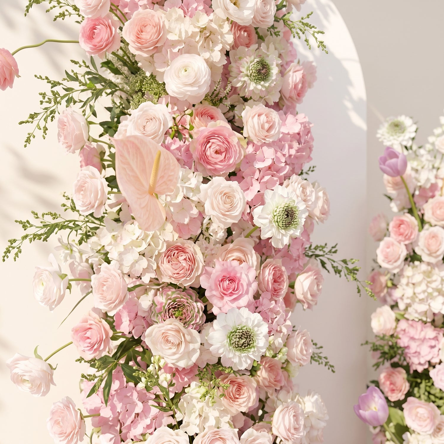Pink Rose Tulip Calla Lily Wedding Background Arch KT Board Decorative Flower Row Excludes Frame