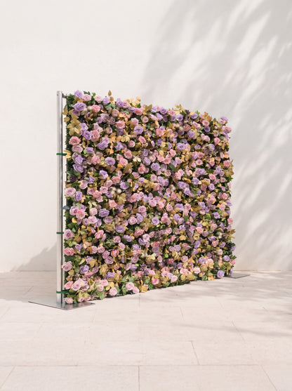 Lorlune 5D Fabric Artificial rolling up curtain flower wall — left view
