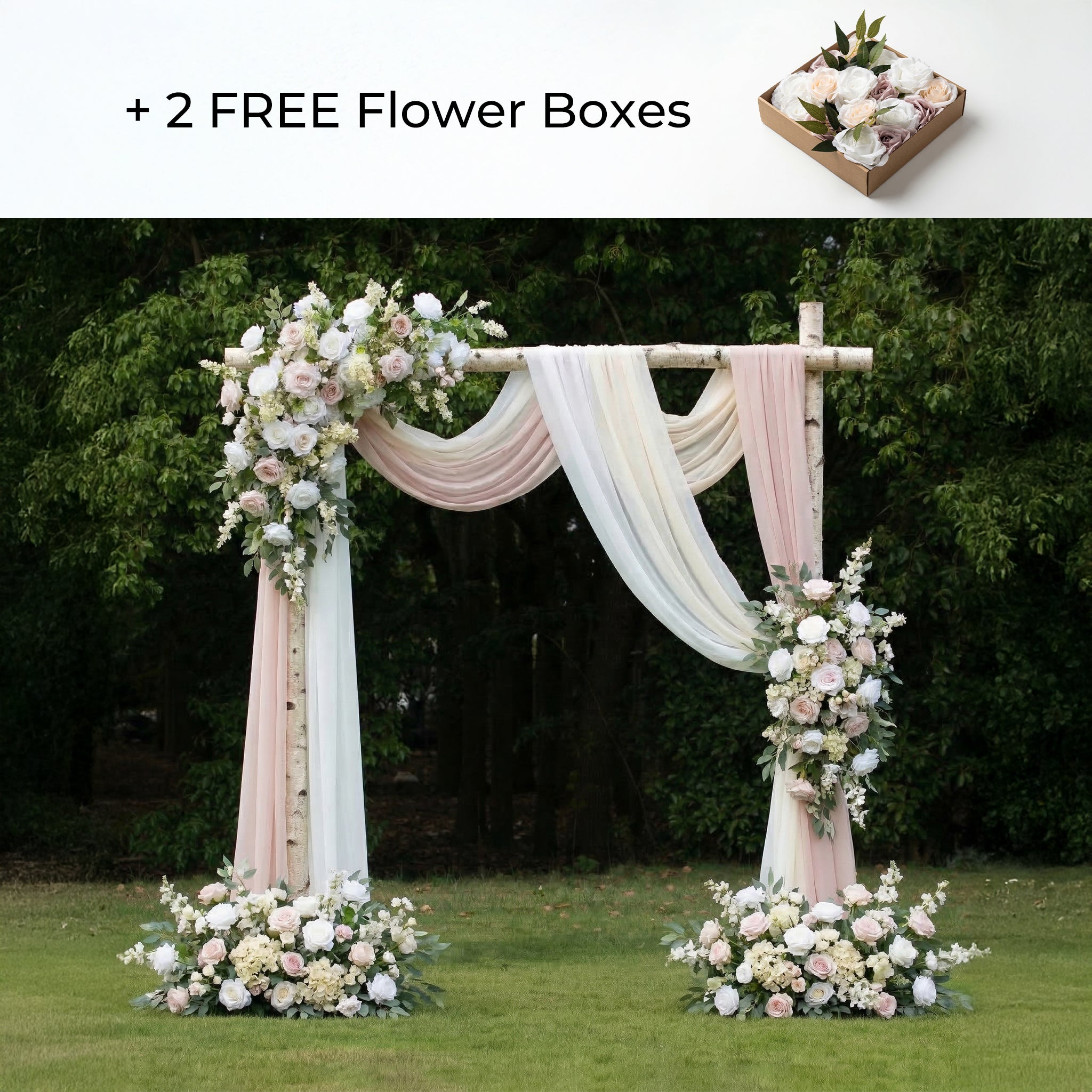Luxury Nude Pink and White Floral Arrangement with Drapes Decoration Kit for Wedding&amp;Events+2 Ground Flowers