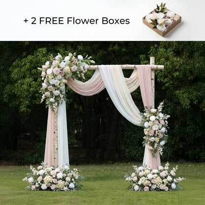 Luxury Nude Pink and White Floral Arrangement with Drapes Decoration Kit for Wedding&amp;Events+2 Ground Flowers