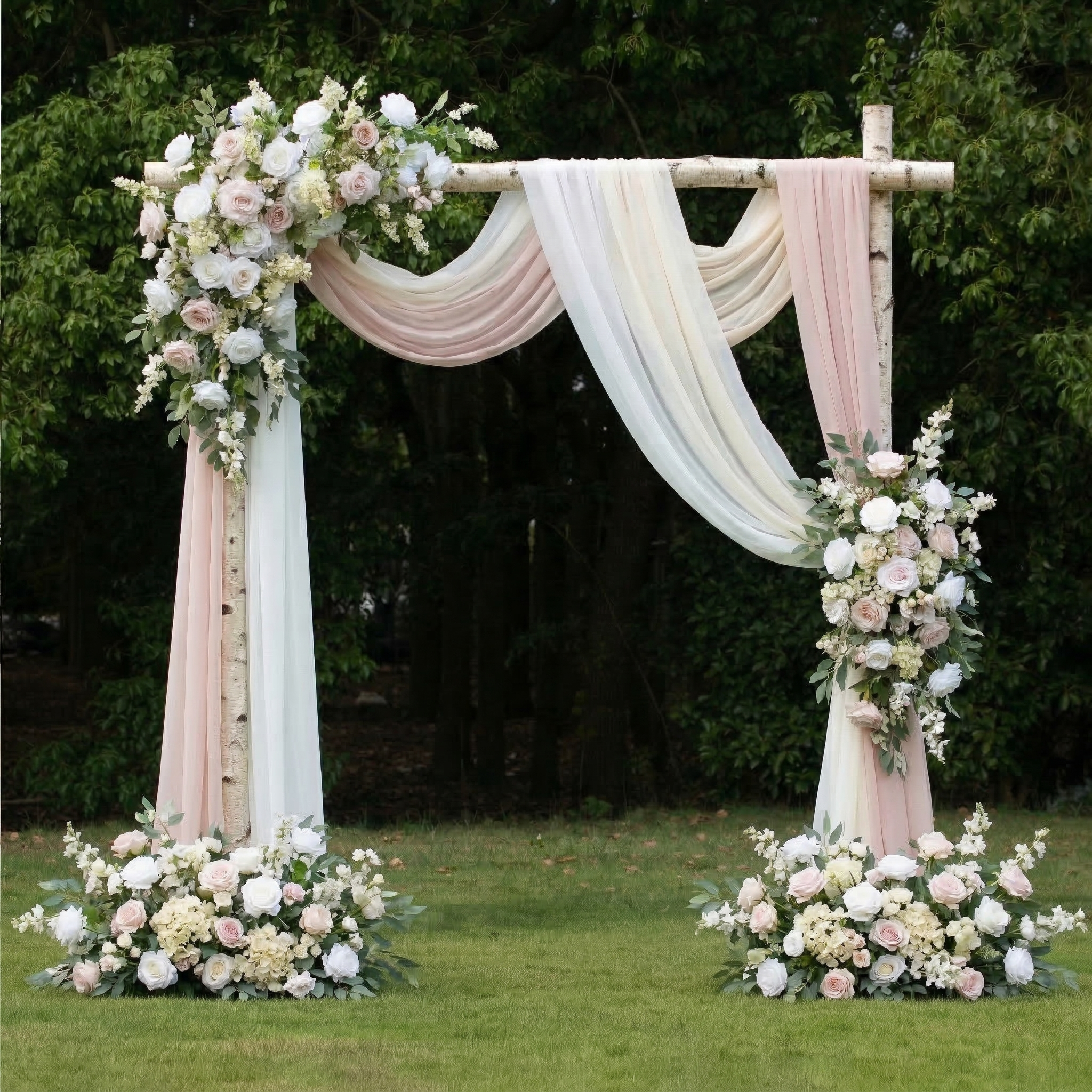 Luxury Nude Pink and White Floral Arrangement with Drapes Decoration Kit for Wedding&amp;Events+2 Ground Flowers