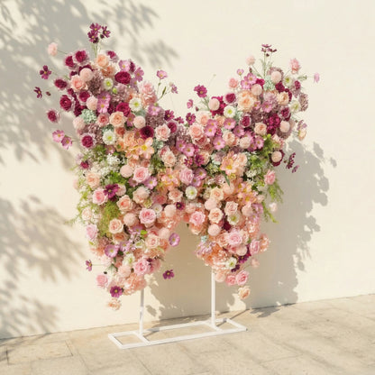 Lumeria: Exquisite Blush &amp; Berry Butterfly-Shaped Flower Wall for Luxury Events &amp; Parties Backdrop