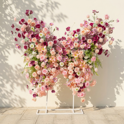 Lumeria: Exquisite Blush &amp; Berry Butterfly-Shaped Flower Wall for Luxury Events &amp; Parties Backdrop
