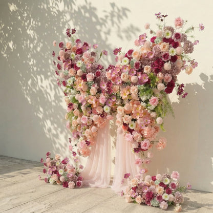 Lumeria: Exquisite Blush &amp; Berry Butterfly-Shaped Flower Wall for Luxury Events &amp; Parties Backdrop