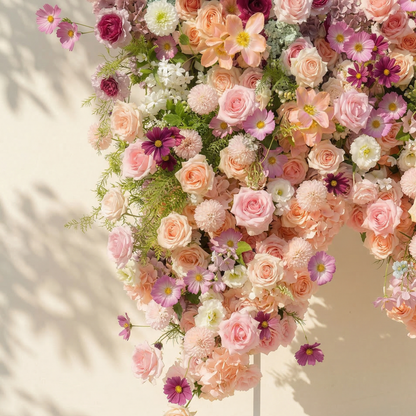 Lumeria: Exquisite Blush &amp; Berry Butterfly-Shaped Flower Wall for Luxury Events &amp; Parties Backdrop