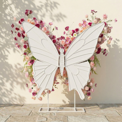 Lumeria: Exquisite Blush &amp; Berry Butterfly-Shaped Flower Wall for Luxury Events &amp; Parties Backdrop