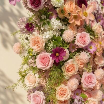 Lumeria: Exquisite Blush &amp; Berry Butterfly-Shaped Flower Wall for Luxury Events &amp; Parties Backdrop