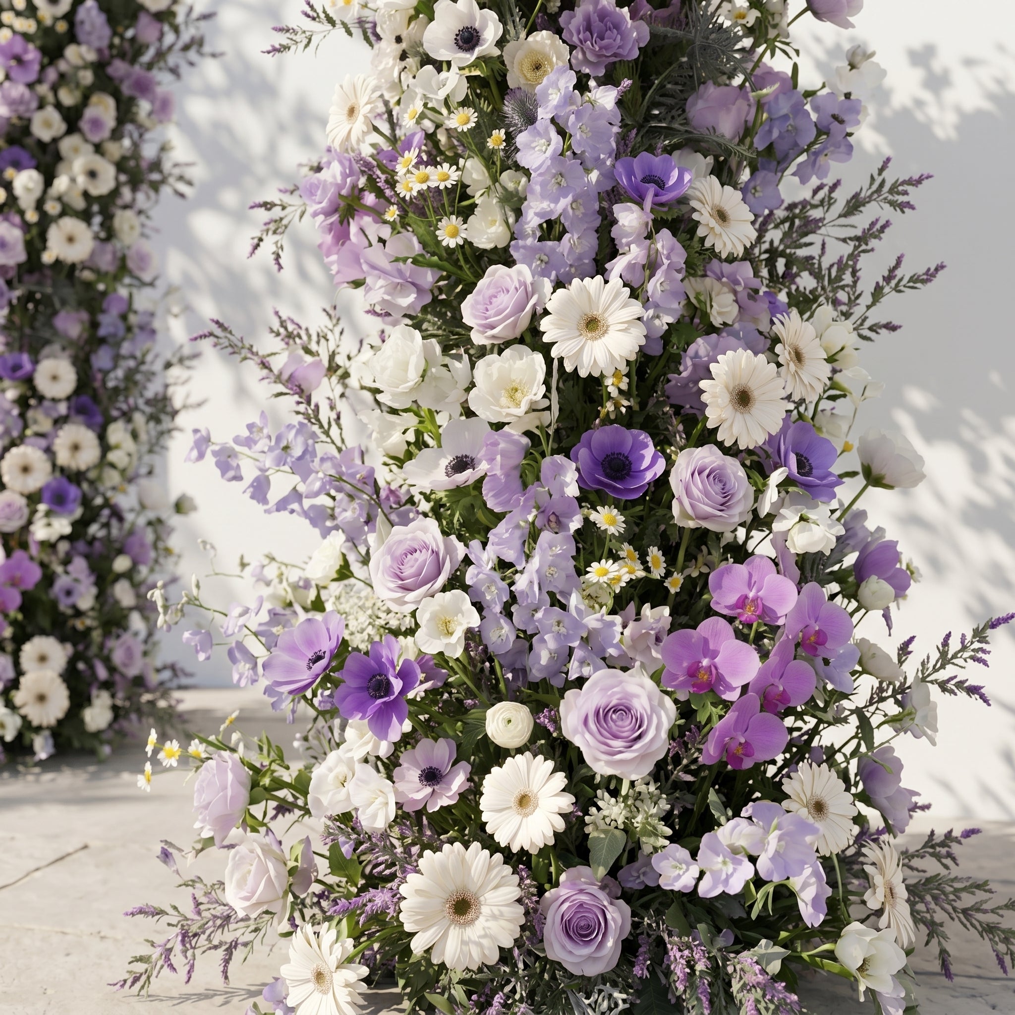 Lumvale flower arch: New Luxury Purple Floral Arch with Purple Roses and White Daisy Flower Arch for Weddings&amp;Events Decoration Incuding Frame