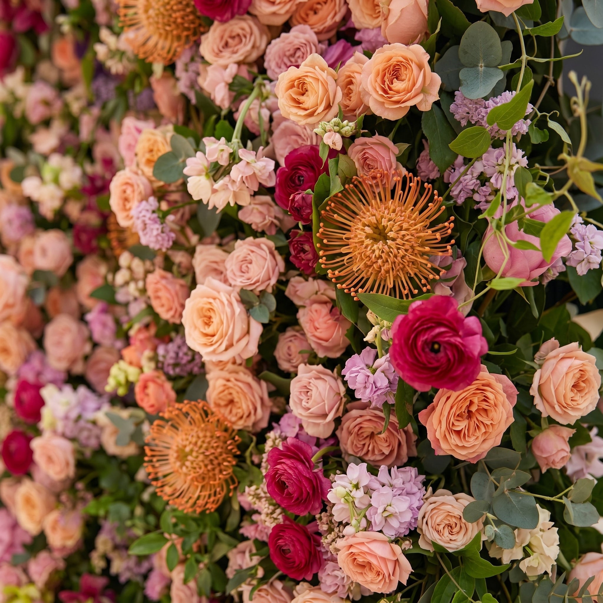 Lumvale:5D Boho Autumn Mixed Warm Tone Silk Rose Flower Wall Roll-Up Fabric Backdrop for Romantic Weddings &amp; Proposals