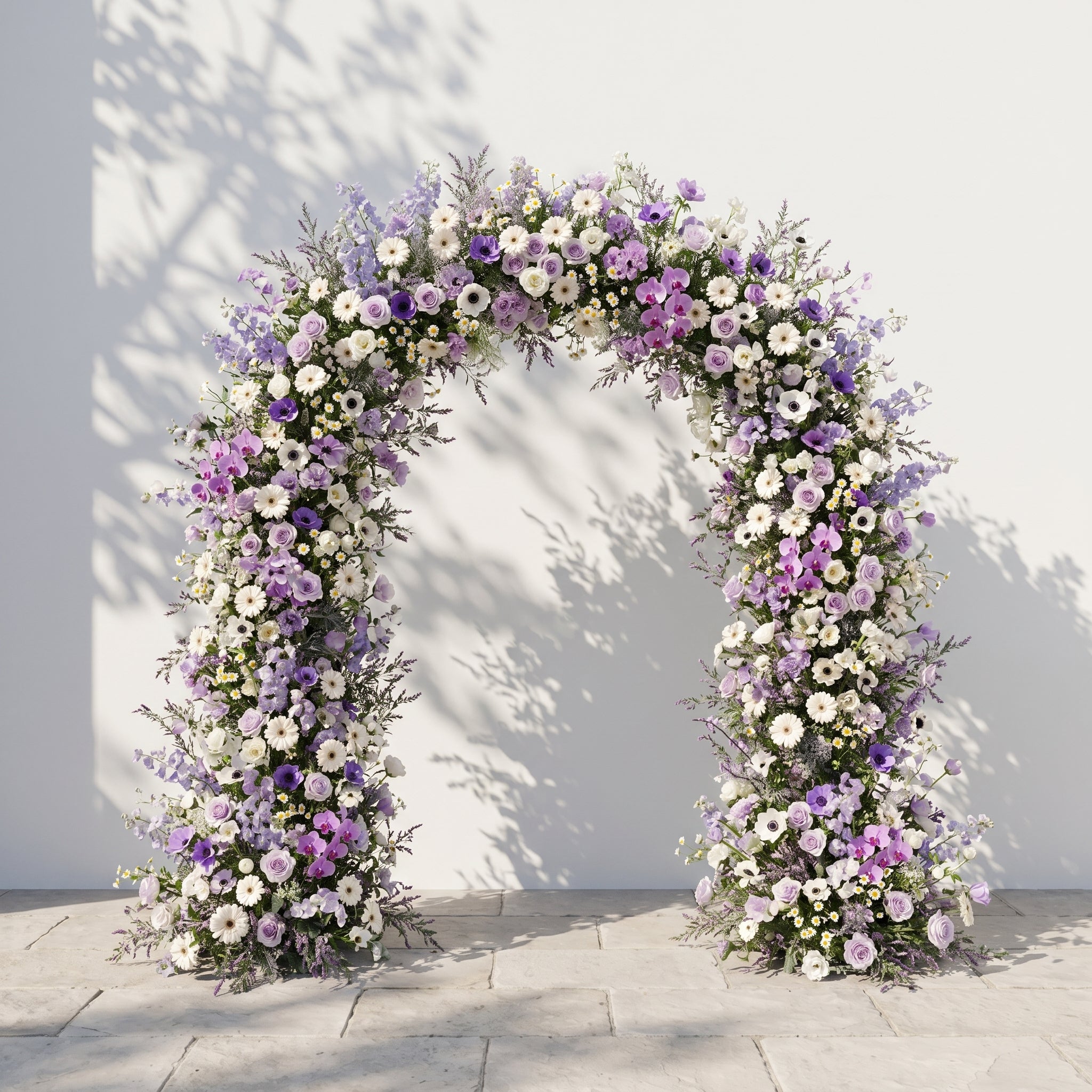 Lumvale flower arch: New Luxury Purple Floral Arch with Purple Roses and White Daisy Flower Arch for Weddings&amp;Events Decoration Incuding Frame
