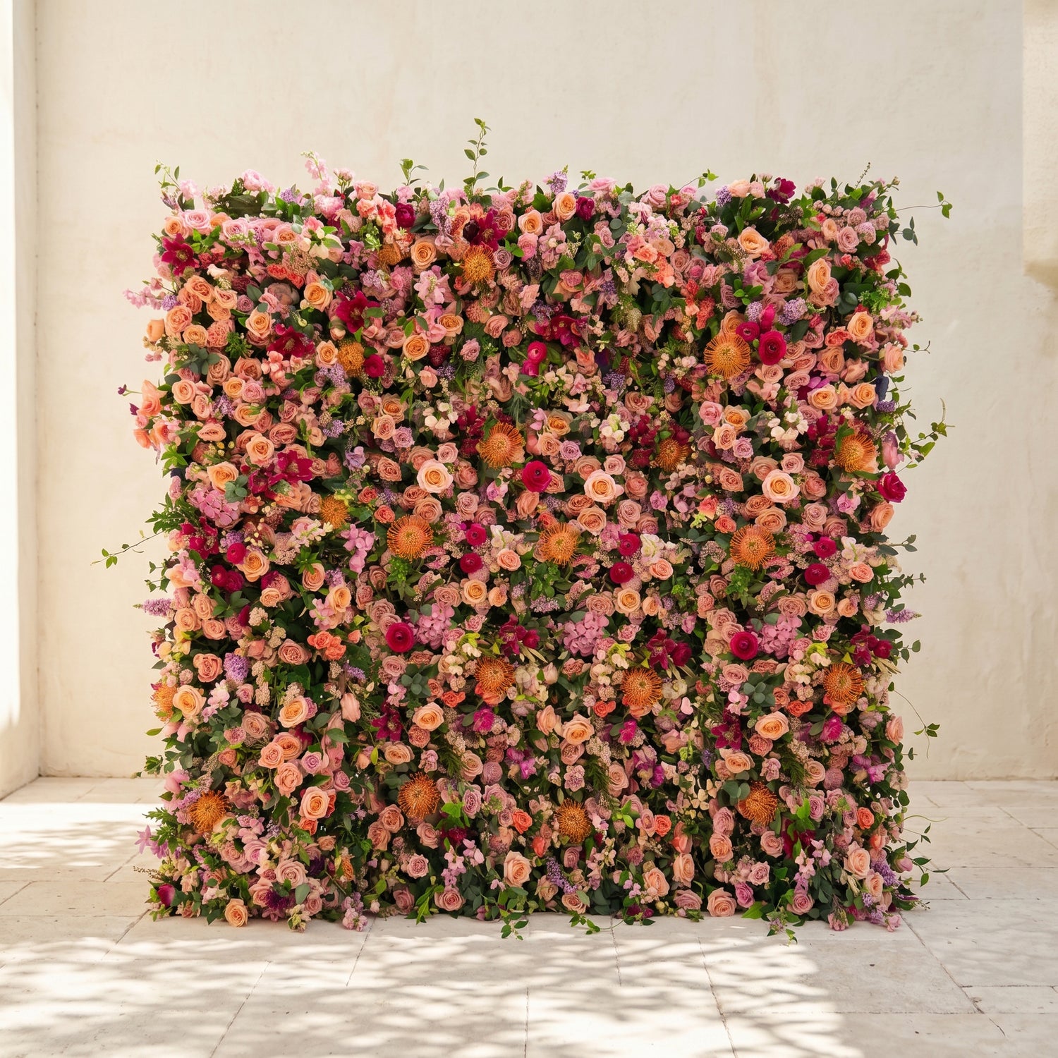 Lumvale:5D Boho Autumn Mixed Warm Tone Silk Rose Flower Wall Roll-Up Fabric Backdrop for Romantic Weddings &amp; Proposals