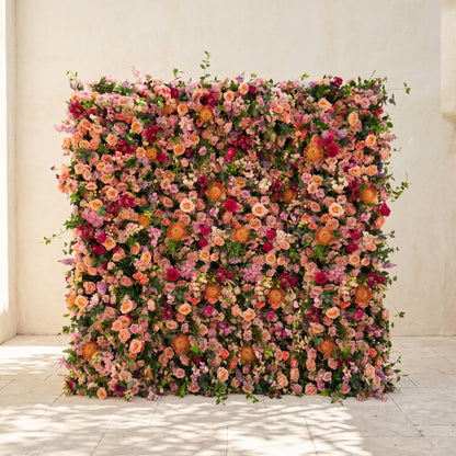 Lumvale:5D Boho Autumn Mixed Warm Tone Silk Rose Flower Wall Roll-Up Fabric Backdrop for Romantic Weddings &amp; Proposals